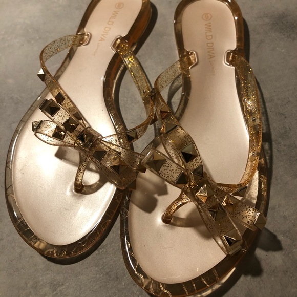 Brand new glitter jelly flip flops with rockstuds - Picture 2 of 4